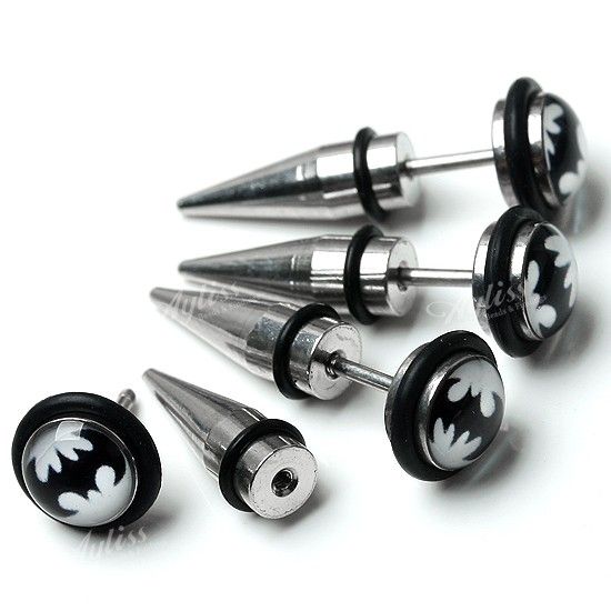 10P 18ga Steel Mens Spike Bat Screw Earring Ear Stud  