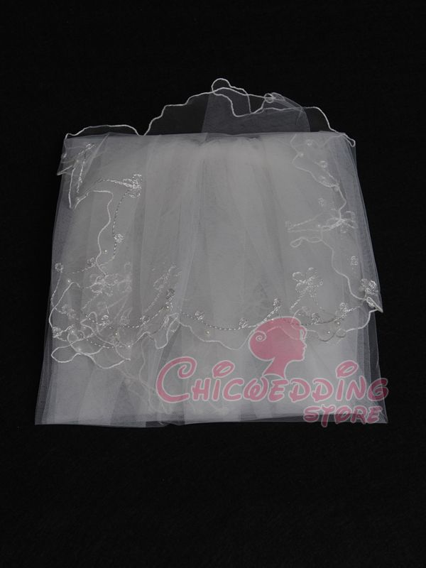   Scallop Pencil Edge Elbow Length Bridal Wedding Veil w/Comb  