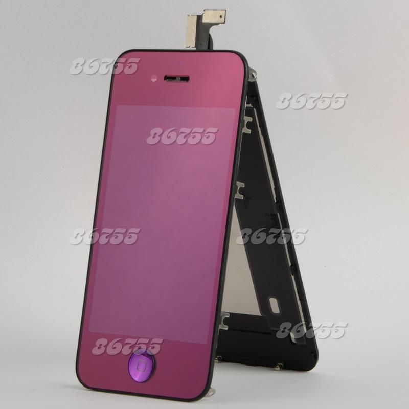 Mirror Purple Digitizer LCD Assembly+Housing iPhone 4G  