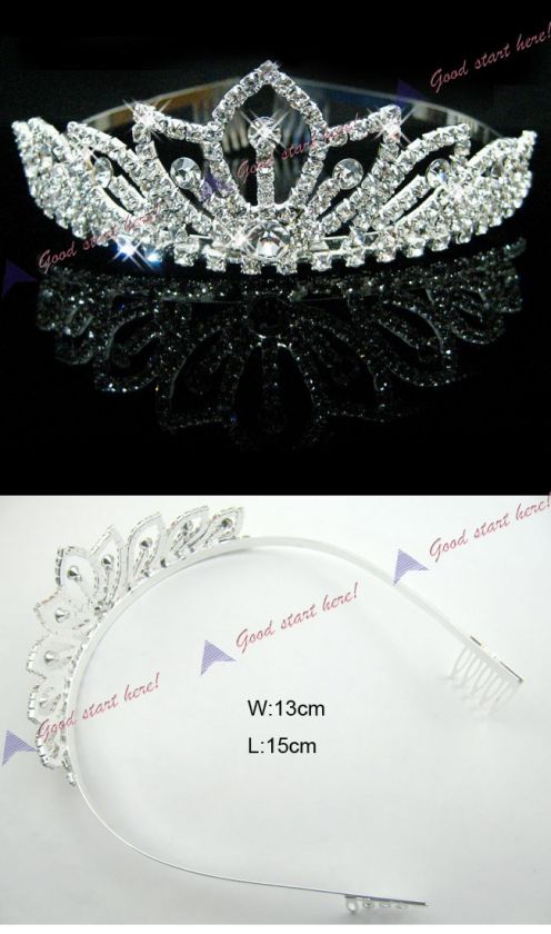 Pretty Silver Crystal Rhinestone Wedding Headband Tiara Comb LKT0031 