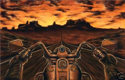 Harley Davidson Signed Canvas Art Painting 36x24  