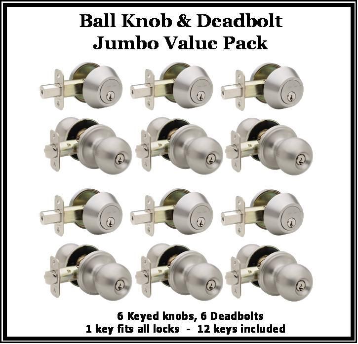 12 House Keyed Entry Knobs Deadbolts Satin Stainless  
