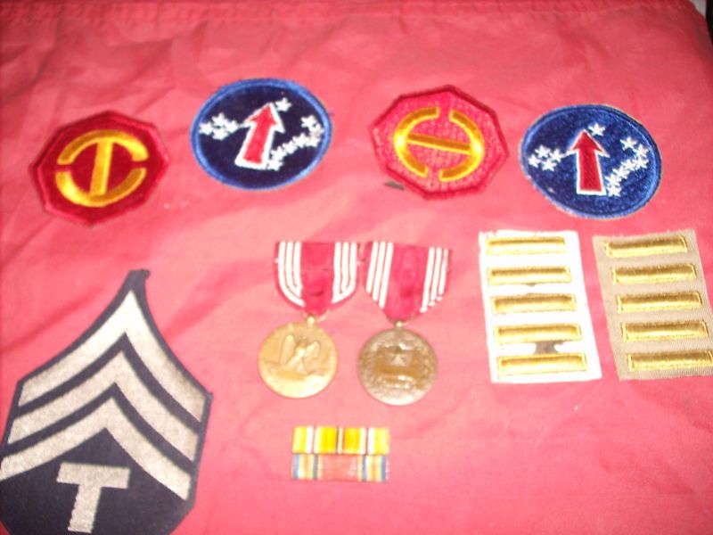 WWII ARMY UNIFORM PATCHES &CAMPAIN BARS     MEDALS  