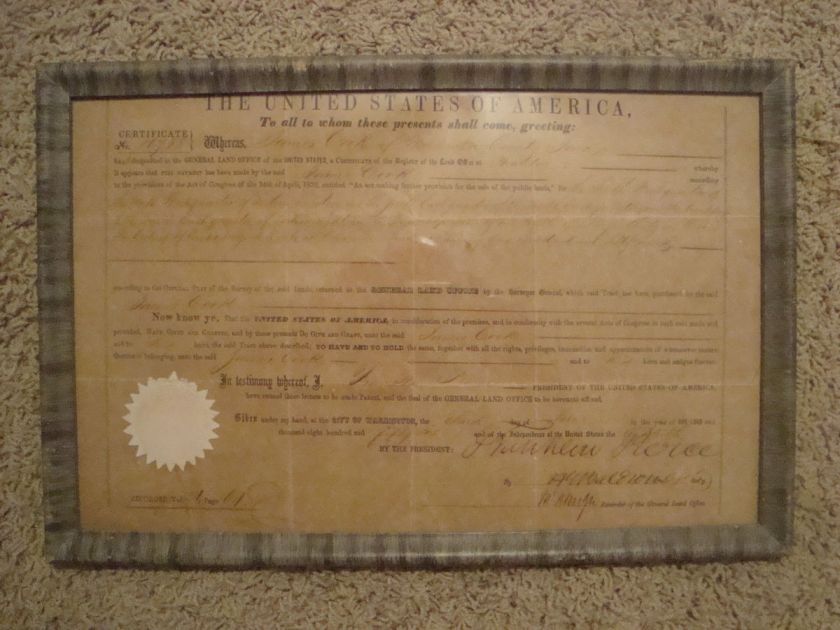 Franklin Pierce signed autograph 1856 Land Grant President VERY RARE 