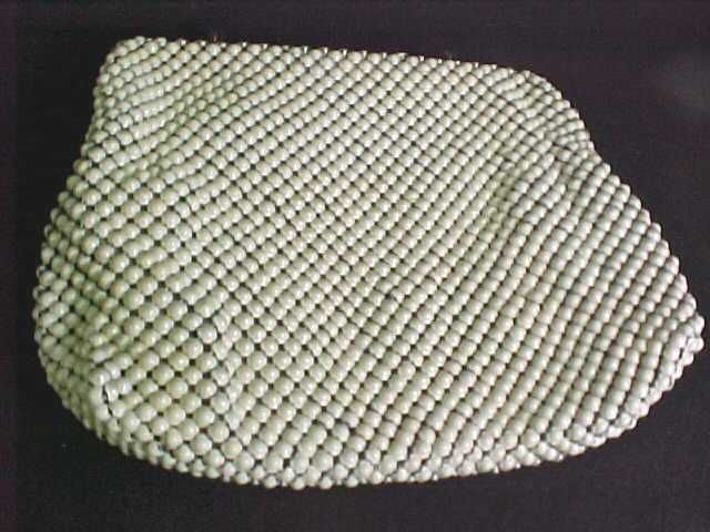 Vintage Whiting Davis White Metal Mesh Purse Handbag  