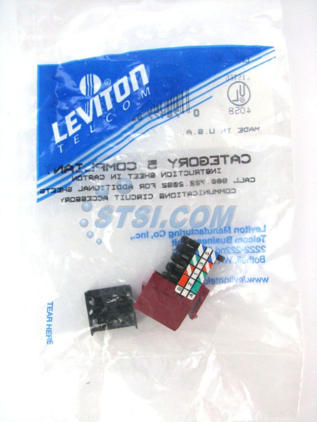 Leviton Quickport Cat5 Modular Jack 41108 RR5 Red ~STSI 078477826560 