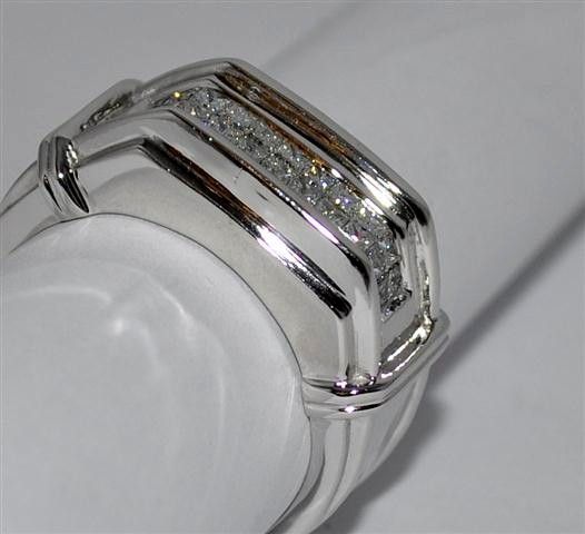   WEDDING BAND RING 1CT 14K WHITE GOLD PRINCESS CUT 11MM COMFORT FIT