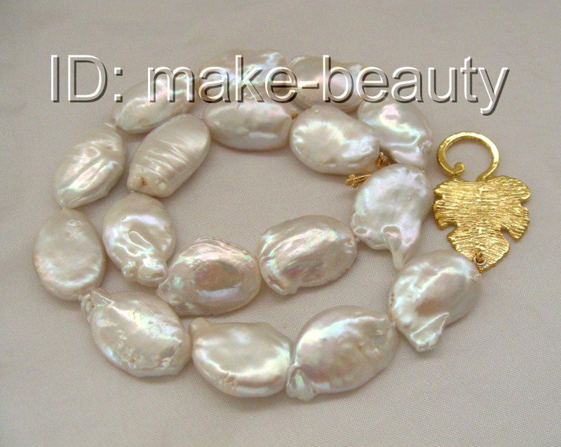   baroque white keshi reborn freshwater pearl necklace 9K clasp  