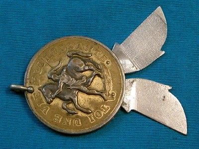 ANTIQUE GOLD POCKET WATCH FOB KNIFE ART NOUVEAU HORSE CIGAR CUTTER 