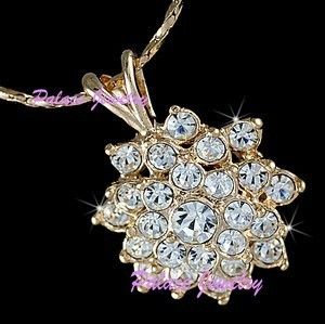 Pendant Necklace 18K Gold use Swarovski Crystals N214  