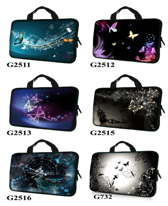 15 15.6 Laptop Case Sleeve w. Handle Purple Butterfly  