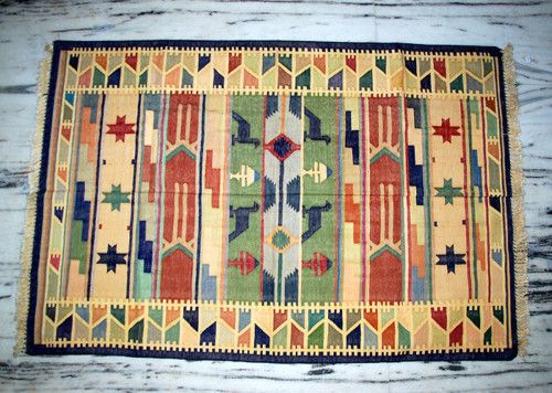 Vintage Yoga Cotton Rug Carpet Indian Dhurrie 6 X 4  