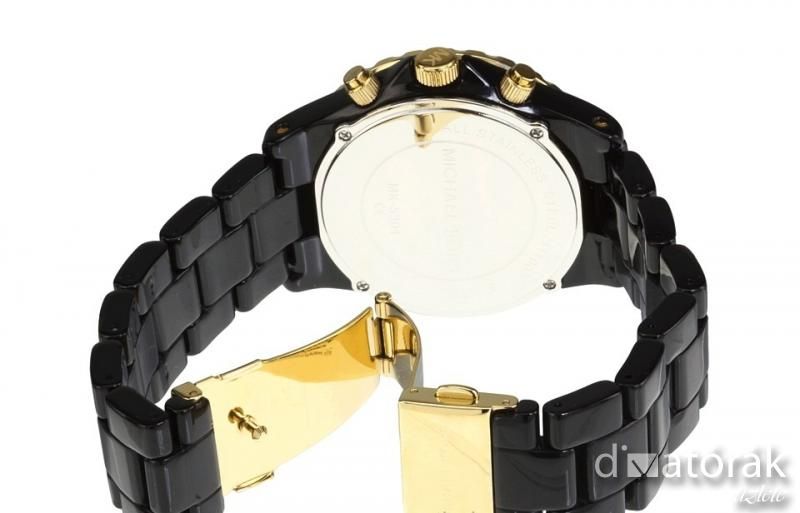 NWB MICHAEL KORS WOMAN WATCH OVERSIZE BLACK ACRYLIC SWAROVSKI MK5301 