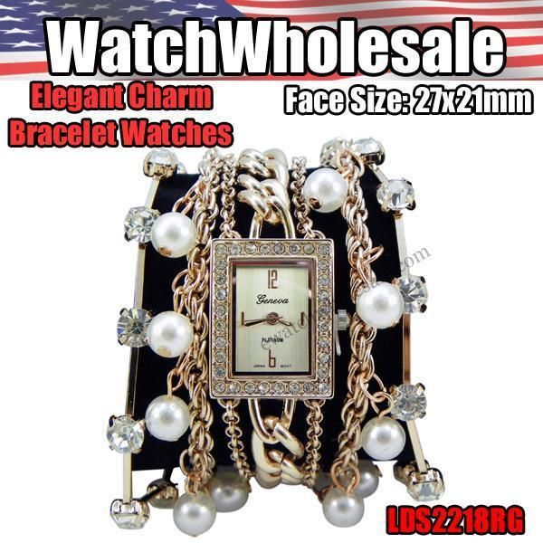 WHOLESALE ELEGANT CHARM MULTI STRAND BEADED BRACELET WATCH LDS2218RG 