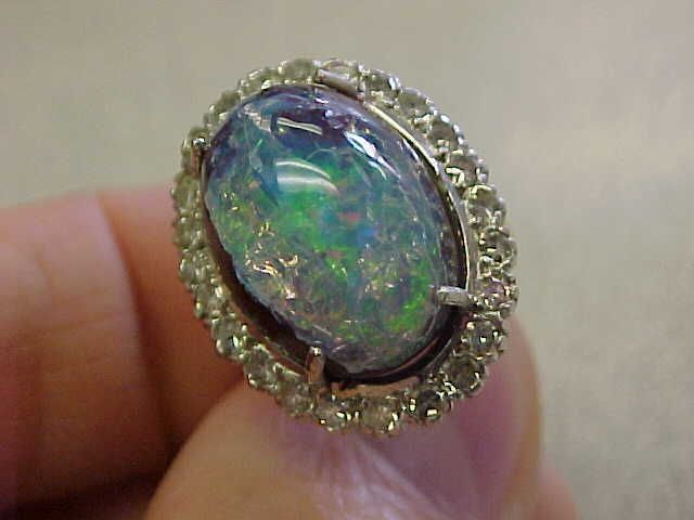 18k Estate Unusual Opal & Diamond Ring size 6 Make Offer  