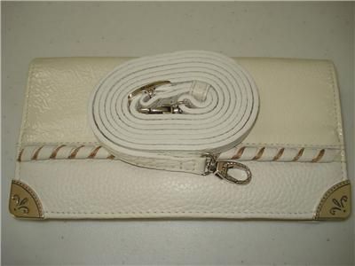 Brighton Pretty White Organizer Wallet w/ Strap NWT  