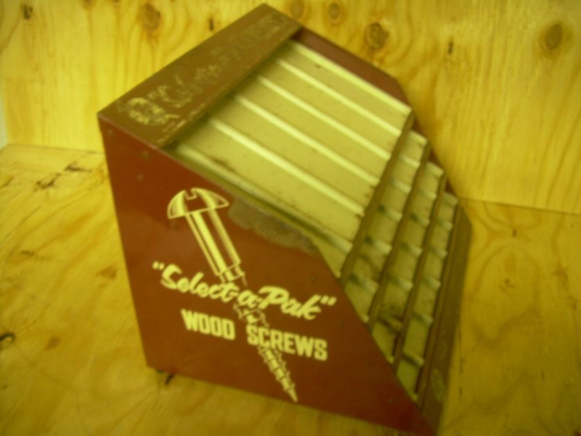 VINTAGE SELECT A PAK WOOD SCREWS DISPLAY RACK  