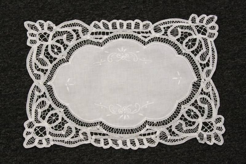 Elegant lace linen table placemats 14x20 12 pieces  
