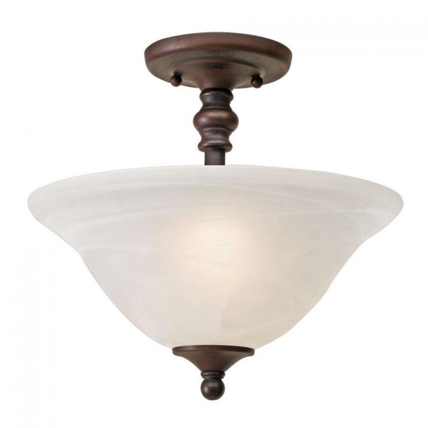 NEW 2 Light Semi Flush Mount Ceiling Lighting Fixture Rubbed Bronze 