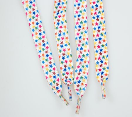 WHITE RAINBOW STAR FASHION SHOELACES  