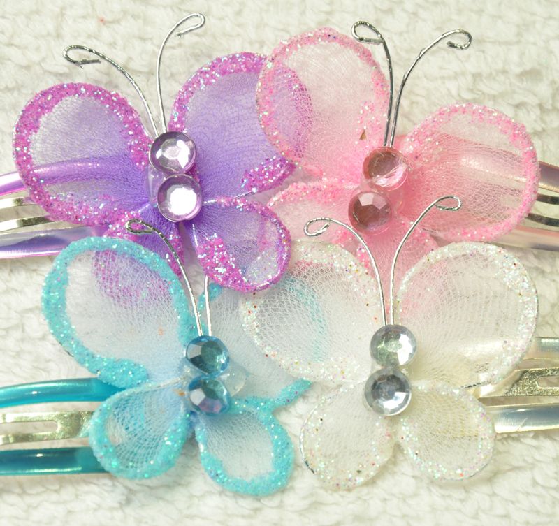 Lovely Girls Butterfly Hair Grips Clips Slides Sleepers  