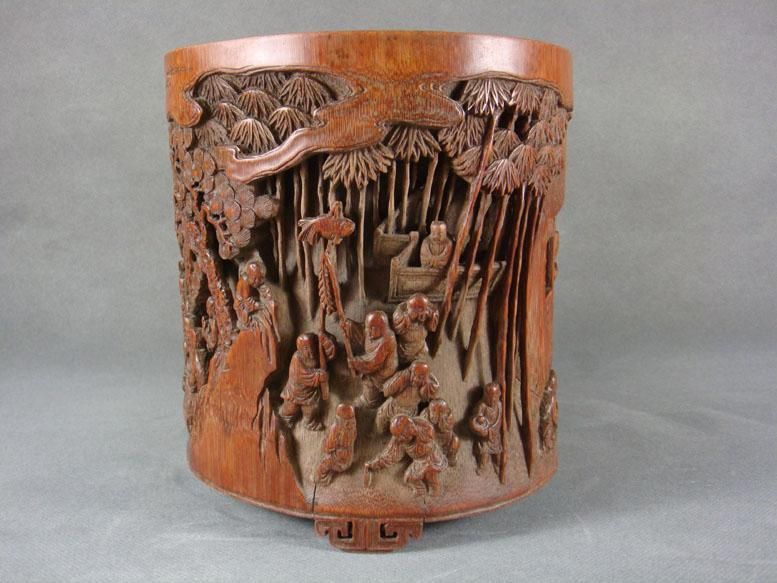 Wonderful Chinese Bamboo Carved Brush Pot  