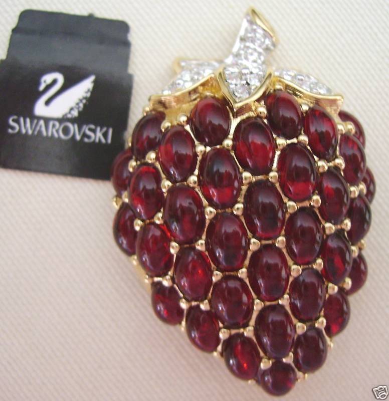 Signed Swarovski Strawberry Brooch/Pin  