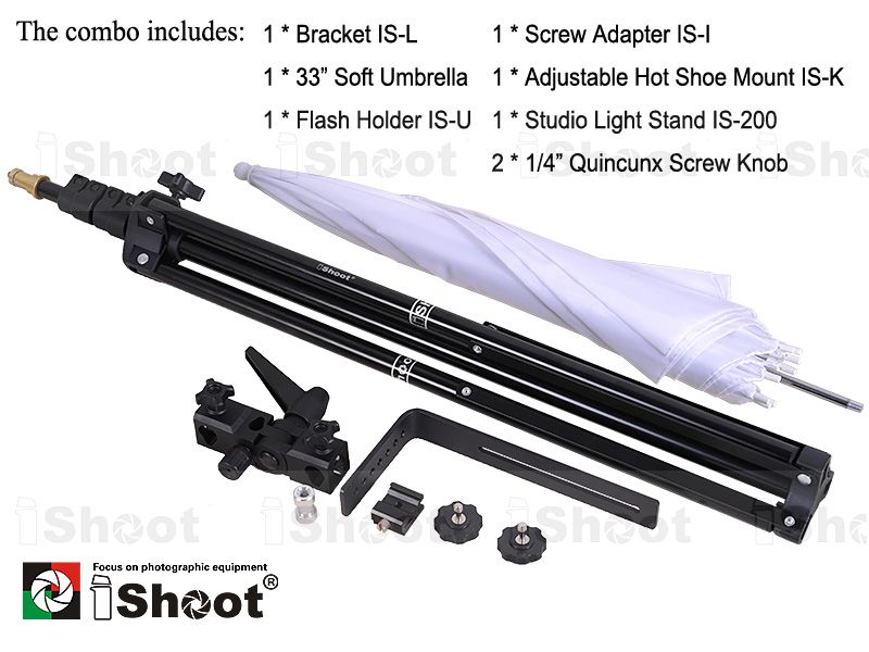 33INCH SOFT UMBRELLA✚FLASHGUN flash holder✚L Bracket✚ light 