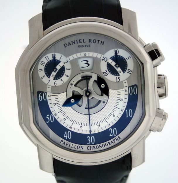 Daniel Roth Papillon Chronographe 18k White Gold Watch.  