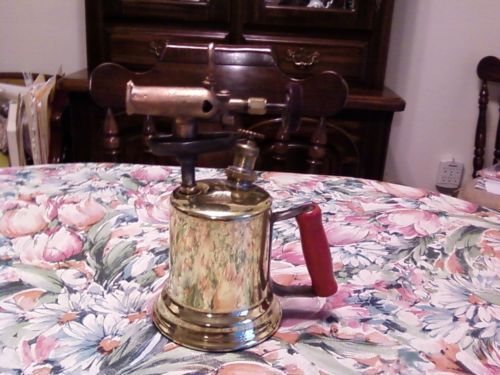 RARE ANTIQUE / VINTAGE BRASS BLOW TORCH / BLOWTORCH, POLISHED   
