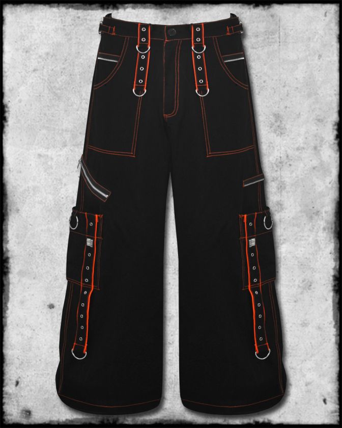 DEAD THREADS BLACK & ORANGE TERROR RAVE TROUSERS PANTS  