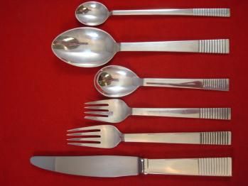 45pc Set Parallel by Georg Jensen Sterling Modern c1931  