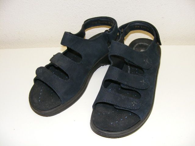 Ecco Light Comfort Walking Sandal Shoe Navy Blue Leather Nubuck Womens 