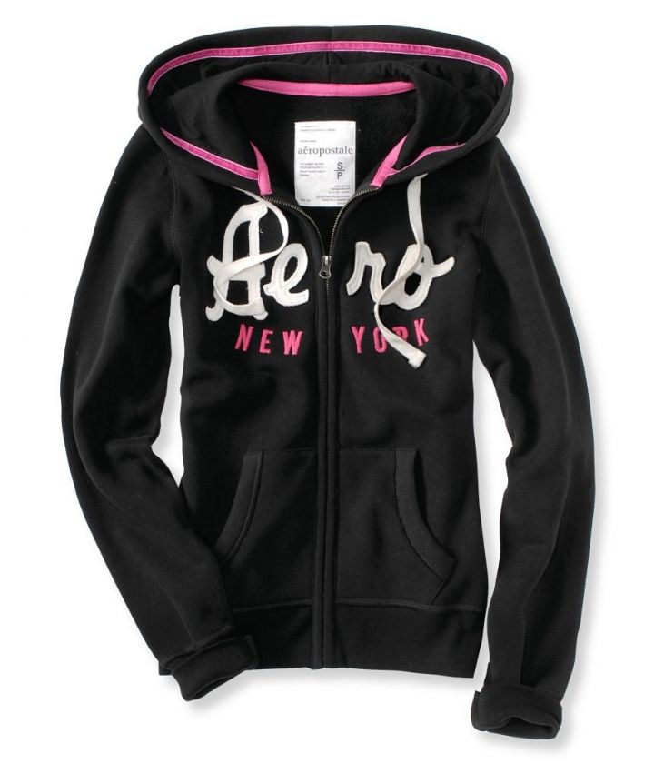 Aeropostale womens New York embroidered full zip hoodie   Style 7362 
