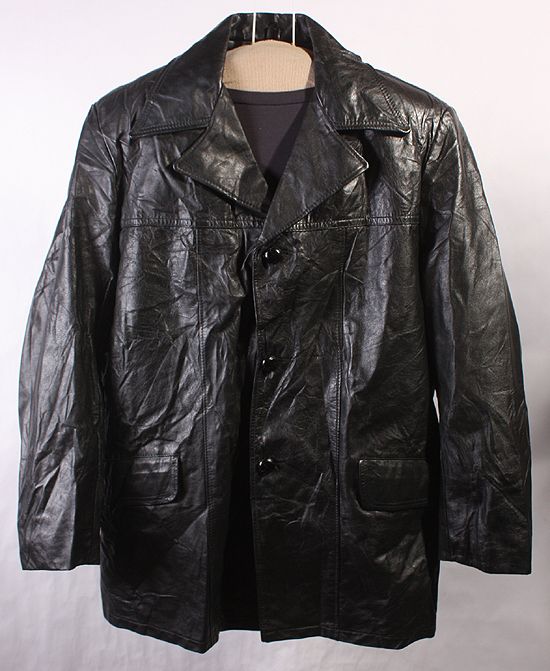 MENS VINTAGE LEATHER SHOP SOFT FAUX FUR HIPSTER COAT/JACKET sz 42 