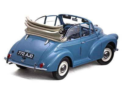 1960 MORRIS MINOR CONVERTIBLE 1/12 DIE CAST BLUE NEW  