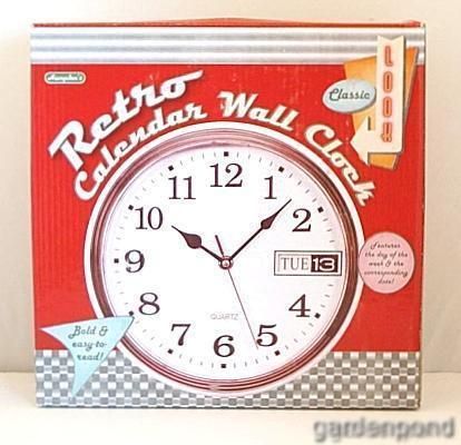 10 Inch HAMPTON RETRO DAILY CALENDAR DAY & DATE QUARTZ WALL CLOCK FREE 