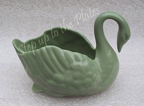   China Vintage Celadon Green Blue Mark Paddle Foot Swan Minty  