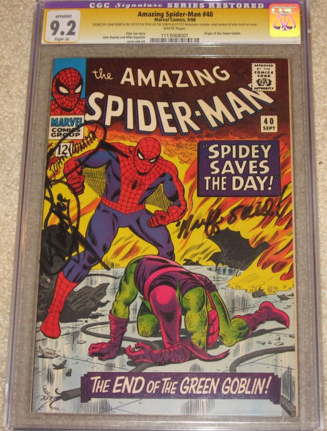 AMAZING SPIDER~MAN #40 CGC 9.2 SS Signed/Autograph Stan Lee & John 