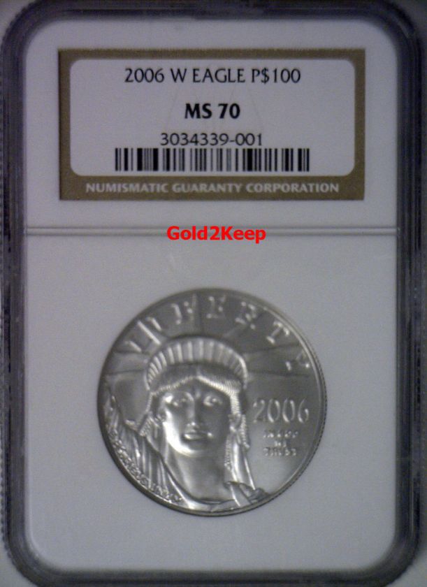 2006 W UNC 1 oz Platinum Eagle $100 NGC MS70 Burnished  