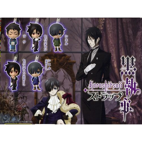 Kuroshitsuji Black Butler Phone Strap Figure Set x 5  