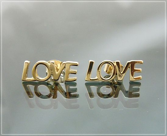 Vintage Designer Inspired Cute Gold GP Love Earring  