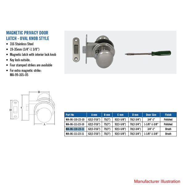 SOUTHCO MA 06 110 23 11 MAGNETIC BOAT DOOR LATCH  