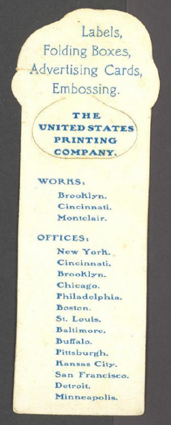 1901 Pan Am Expo Adv Bookmark~United States Printing Co  