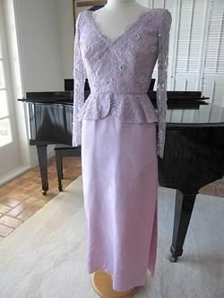 ROSE TAFT COUTURE VINTAGE RHINESTONE PEARL LACE GOWN~S  