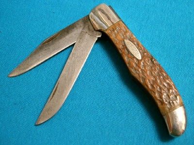 ANTIQUE BOWER GERMAN SOLINGEN 75 BONE STAG FOLDING HUNTER BOWIE KNIFE 