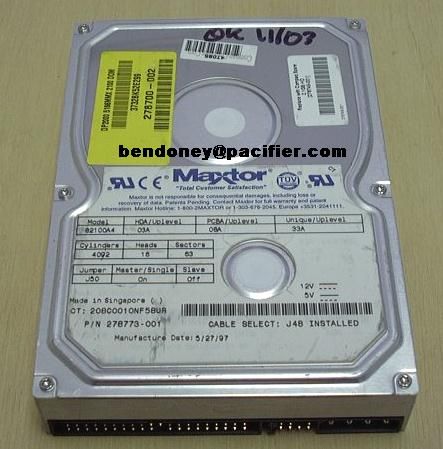 Maxtor 91024U4 VA5105F0 10.2GB 10GB IDE Hard Drive  