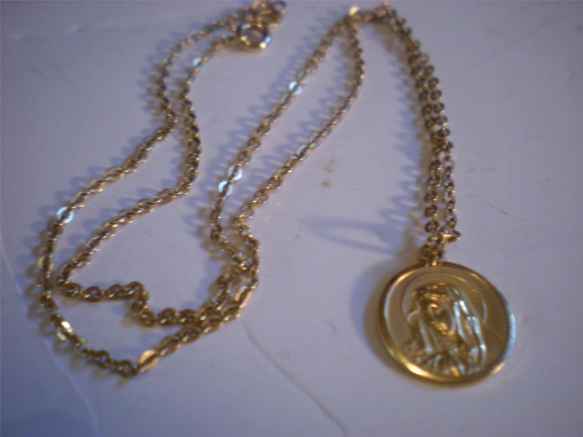 VINTAGE GOLD 585 14K ITALY RELIGIOUS MEDALLION NECKLACE CHAIN BALESTRA 