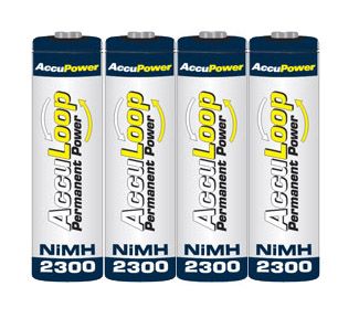 AccuPower AccuLoop 2300 AA NiMH Rechargeable Battery 4 pack  