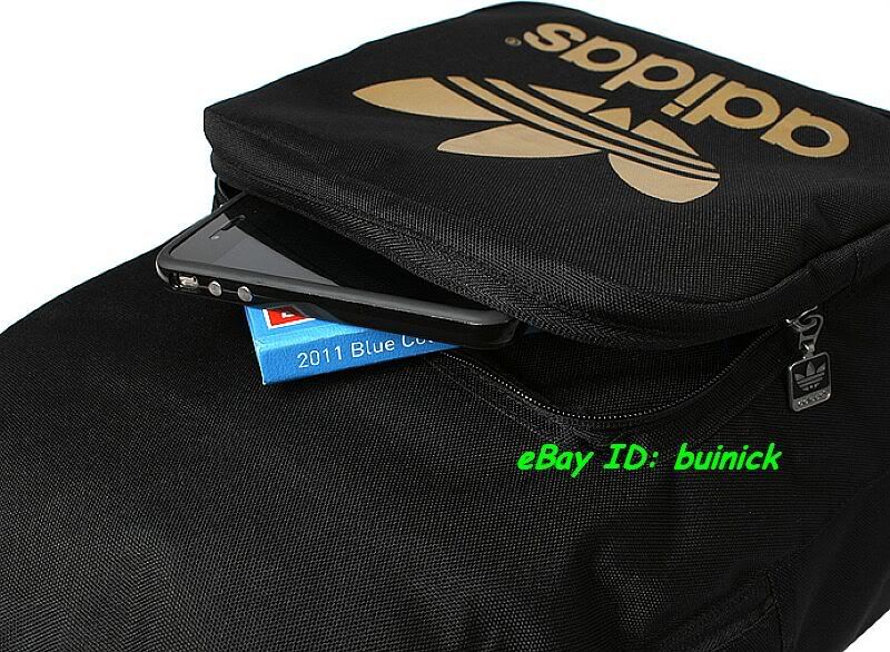 ADIDAS ADICOLOR BACKPACK Black Gold trefoil canvas school college 